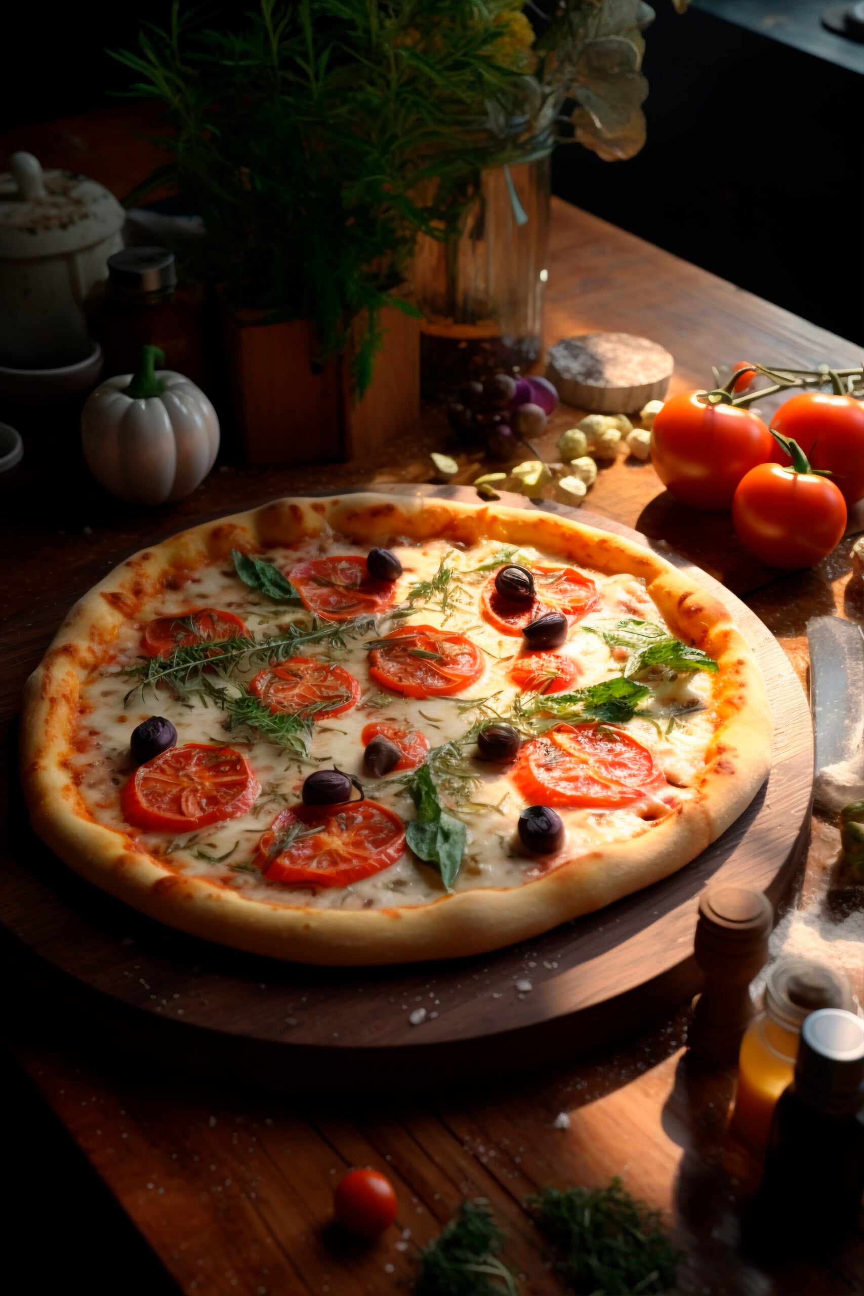 pizza i fint ljus